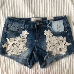 Almost Famous Denim Shorts Lace Detail